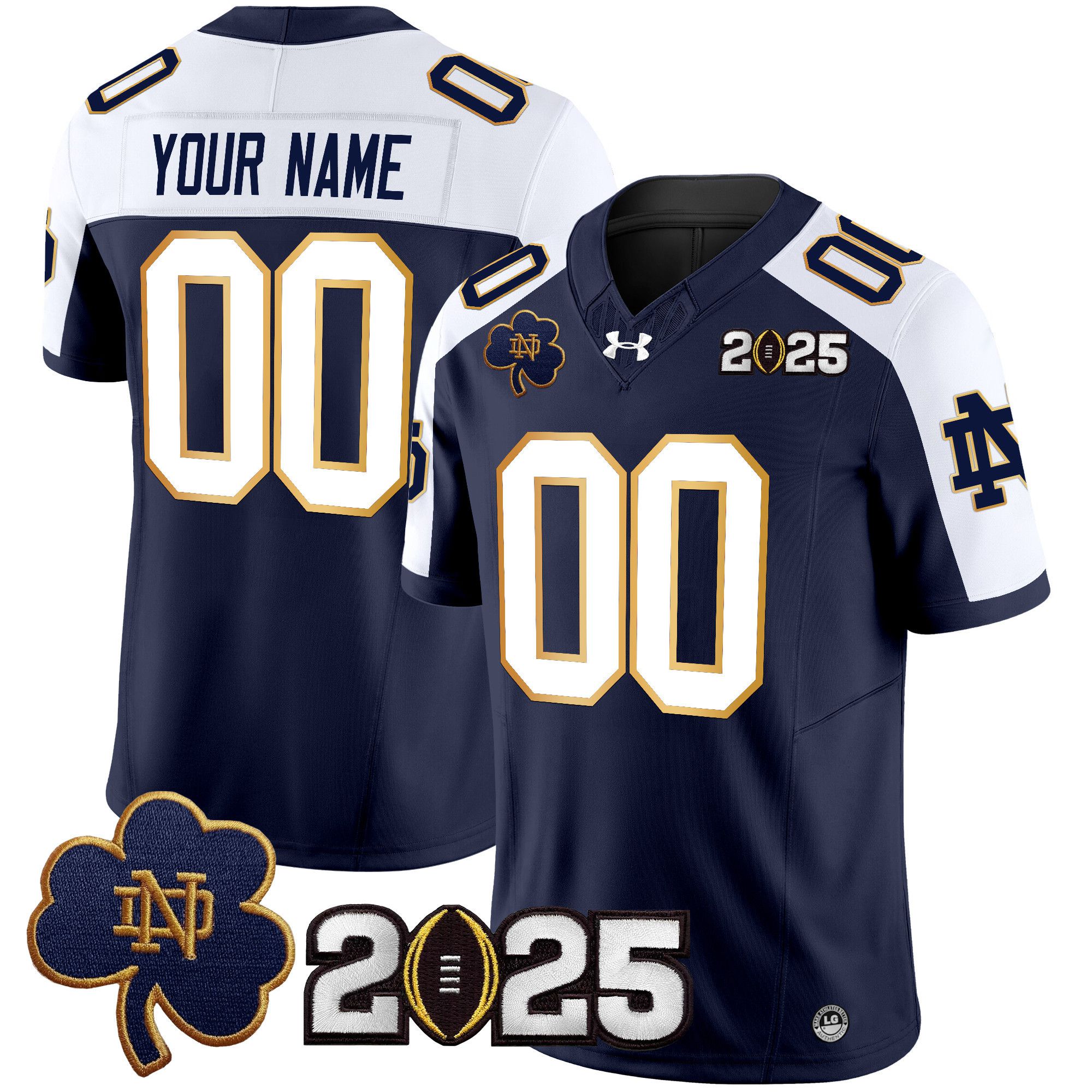 Men Notre Dame Fighting Irish Blue 2025 CFP Final Patch Vapor Limited Custom NCAA Jersey style 1